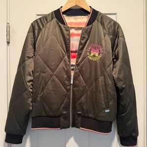 Scotch & Soda Dark Green/Multicolored Reversible Quilted Jacket EUC